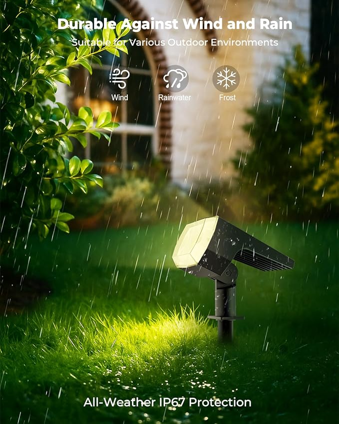 6 Packs Solar Spot Lights Outdoor, 64 LED 3000K Solar Lights Outdoor, IP67 Waterproof, Adjustable Brightness Dusk to Dawn Solar Spotlights for Garden, Yard, Lawn, Walkway, Driveway - Warm White