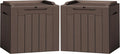 Flamaker 2 Pack Deck Box 31 Gallon Waterproof Resin Storage Box with Lid Indoor Outdoor Delivery Box Storage Bin for Patio Cushions (Deep Brown)