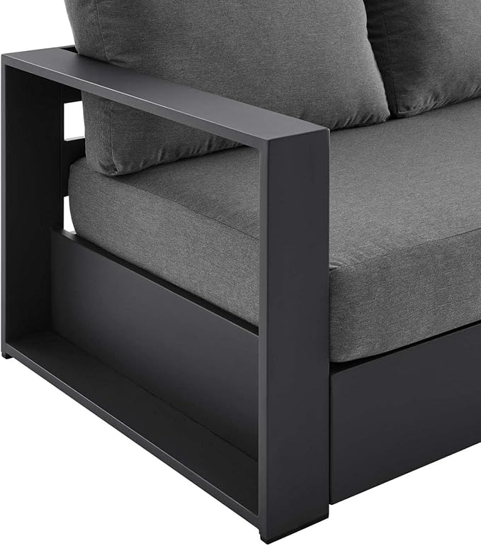 Modway Tahoe Aluminum Outdoor Patio Sofa in Gray Charcoal