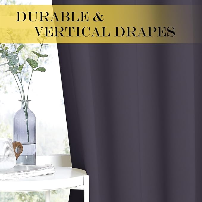 NICETOWN Blackout Curtains 84 Inch Length, Thermal Insulated Room Darkening Drapes Grommet Window Covering for Living Room Bedroom (W52 x L84 Inch, 1 Panel, Greyish Purple)