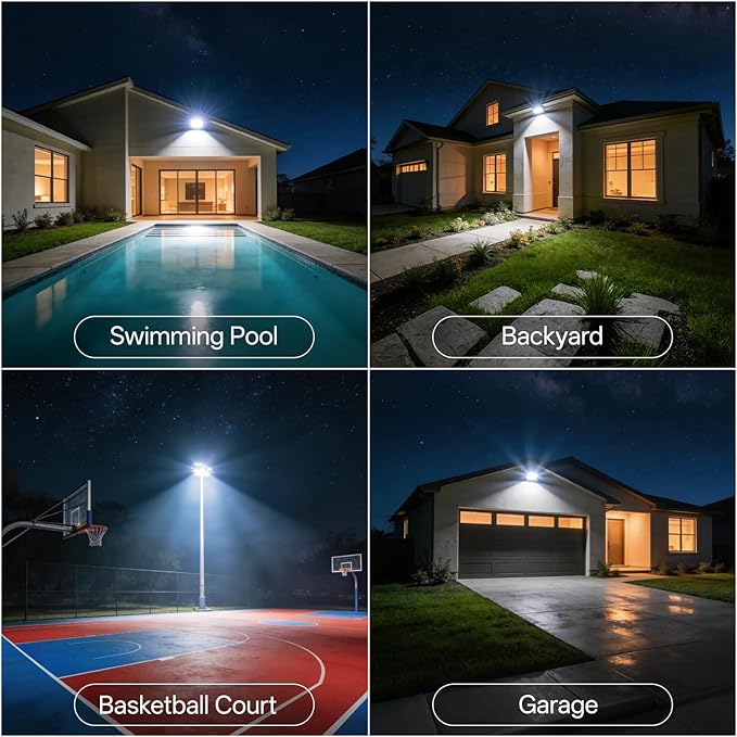 USTELLAR 120W LED Flood Lights Outdoor Hardwired 2Pack Bright 120W Equiv. 24000LM Security Light Outside Lamp IP66 Waterproof 6000K Daylight White Spot Light Exterior Floodlight for Backyard House