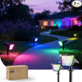 Philips 2 Packs Solar RGBW Spot Lights Outdoor, 18 LED Solar Powered Landscape Lights, 9 Lighting Modes Color-Changing Dusk to Dawn Waterproof Pathway Spotlights for Garden Trees Halloween Christmas