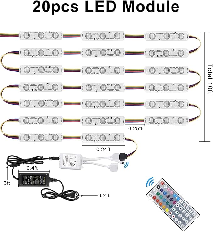 LED Window Lights Storefront Decorative Lights for Business 12V 5050 Advertising Signs Commercial Store Light LED Module 50FT (5 Packs) Upgraded RGB Light