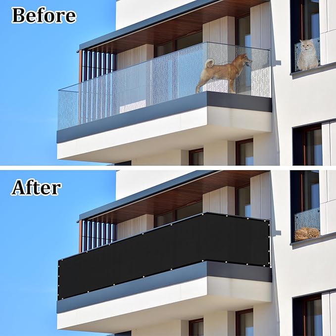 UPGRADE Privacy Screen 3' x 16' Fence Commercial Shade Cover with Brass Grommets Heavy Duty Perfect for Outdoor Back Yard, Black, Customizable