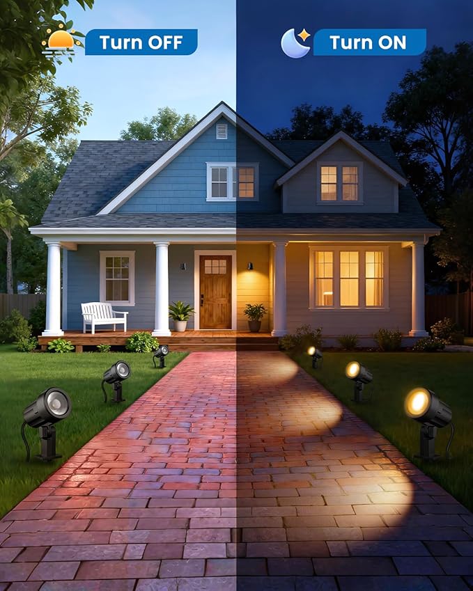 ZZXX 3W Low Voltage Landscape Lighting with Connectors LED Landscape Spotlights Waterproof Low Voltage Landscape Lights 2700K Warm White Spot Lights Outdoor for Tree Garden Yard Pathway, 4 Pack