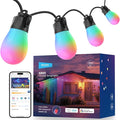 NEEWER 48ft Outdoor String Lights, App Control Smart AI RGBW Hanging Outside Patio Balcony Backyard Holiday Lighting, IP65 Waterproof, 15 LED Bulbs, 50+ Scenes, Compatible with Alexa Google, NR01