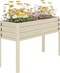 Galvanized Raised Garden Bed with Legs&Water Storage - 50×32×17 in Metal Planter Box, Outdoor Raised Garden Beds Gardening, Durable Planter Raised Beds, Sturdy Planters for Outdoor Plants (Beige)