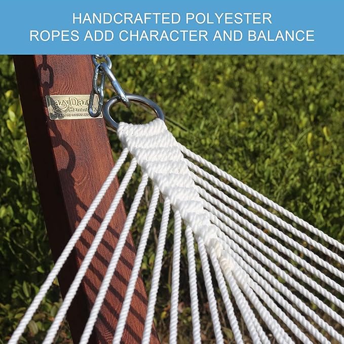 Lazy Daze Hammocks 12 FT Double Quilted Fabric Hammock with Spreader Bar and Detachable Pillow, 2 Person Hammock, 450lbs Weight Capacity, Burgundy
