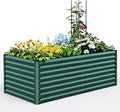 Quictent Galvanized Raised Garden Bed Metal Planter Box Bottomless for Backyard Outdoor, Include 1 pc Tomato Cage, Dark Green, 6x3x2 Ft