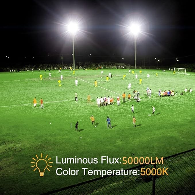2pack 400W LED Flood Lights Outdoor, 5000K Daylight White 50000LM Super Bright LED Arena Lights 100-277V IP66 Waterproof Commercial Lighting for Sports, Fields, Stadiums