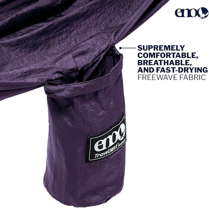 ENO TravelNest Hammock & Straps Combo - Portable Hiking and Camping Hammock with Straps Included - Travel Hammock for Camping, Hiking, Backpacking, a Festival, or The Beach + Straps Combo - Plum