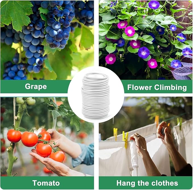 Decoroca Soft Plant Ties for Support - 65.6' Reusable Waterproof Plant Wire, Garden Twist, for Indoor & Outdoor Plants and Home Organizing（1pc/White）