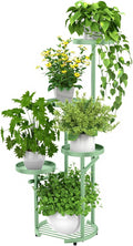 TOSKING 5 Tier Metal Plant Stand Indoor， Plant Shelf, Corner Shelf Flower Pot Stand for Outdoor Plant Stand for Living Room Balcony Garden Patio Bedroom (Green, 42in)