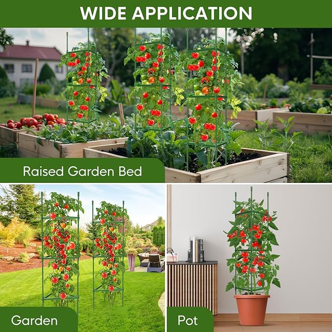 8PCS Tomato Cages for Garden, Tomato Trellis for Raised Garden Bed, 51.2" Tall Cage Plant Support for Pots, Gardening Supplies Trellis for Climbing Plants (8PCS，High: 51.2 Inch)
