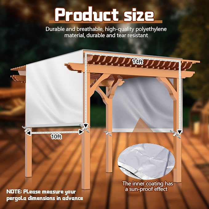 Universal Pergola Replacement Canopy Outdoor Canopy Shade Cover Waterproof Shade Top Cover for Outdoor Patio Porch Backyard (14 x 10 ft,Beige)