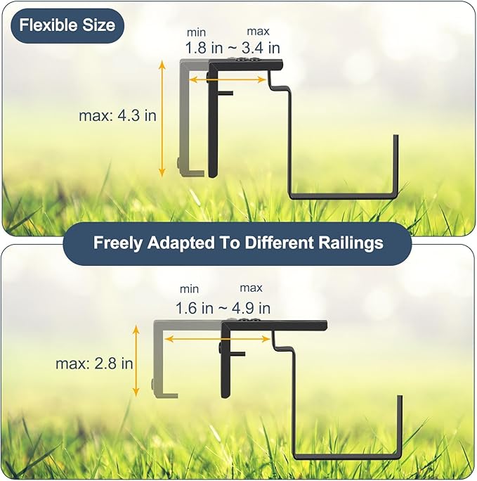 smusei 4 Pack 17 Inch Deck Railing Planter Boxes Window Boxes Planters Adjustable Balcony Planters Railing Hanging, Rectangular Fence Deck Rail Planter for Outdoor Plants Flower Pots Herb