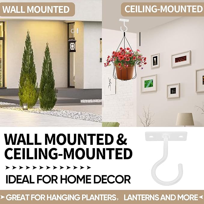 Ceiling Hooks for Hanging Plants 20pack 2.5inch White