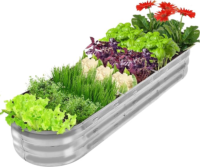 GADI 67-Inch Galvanized Raised Garden Bed, Metal Planter Box for Vegetables and Flowers, Large Outdoor Gardening Kit, Easy DIY Assembly, Weather-Resistant & Rust-Proof