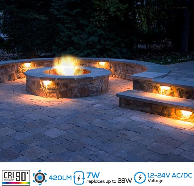 LEONLITE 8-Pack Premium Series 5CCT 12 Inch Hardscape Lighting Low Voltage LED Swivel, 2200K/2700K/3000K/4000K/5000K Selectable, Retaining Wall Light, 12V Paver Light, 7W Outdoor Step Light, ETL