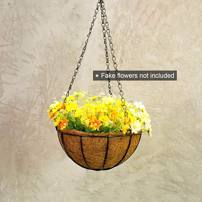 Tosnail 3 Pack 10" Metal Hanging Flower Pots Hanging Planters Plant Basket with Coco Fiber Liners