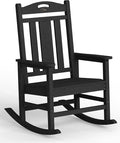 Ciokea Oversized Outdoor Rocking Chair, 380lbs Heavy-Duty Large Patio Rocker, Weather Resistant & Anti-Fade Porch Chair, High Back Cozy Rocking Chair for Outside, Fire Pit, Deck, Garden, Black