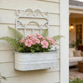 Rustic Metal Wall Planter Vintage Wall Mounted Flower Pot Distressed Wall Hanging Plant Basket Farmhouse Wall Decor for Indoor Outdoor Garden Home Yard (White)