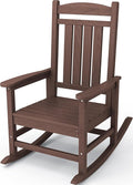 KINGYES HDPE Rocking Chairs Outdoor, Patio Rocking Chairs with 330lbs Support, Smooth Porch Rocker for Deck Lawn Yard, Coffee Brown