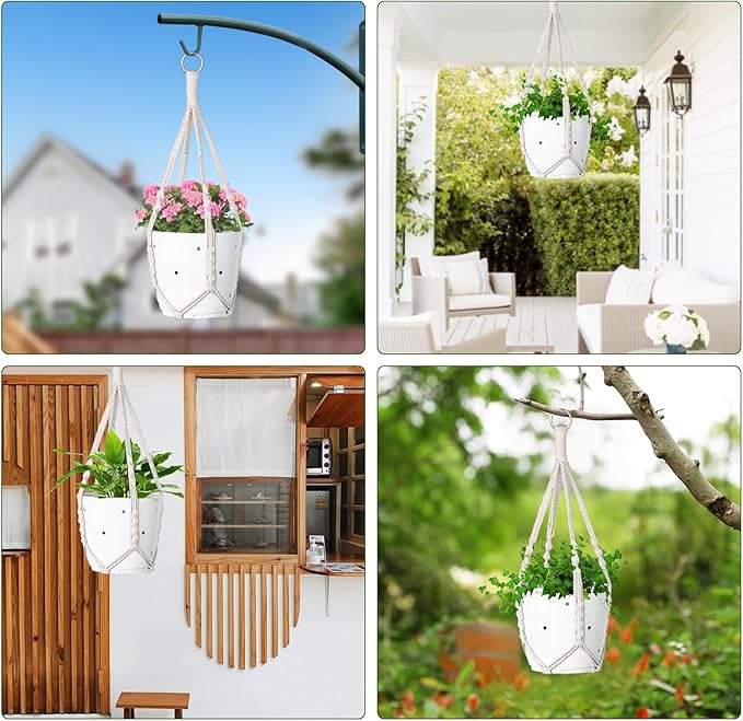 garini 2 Pack 20 Inches Macrame Plant Hanger Rope to Hang Flower Pot Plant Hanger for Indoor Outdoor Decoration, 4 Legs(POTS NOT Included)