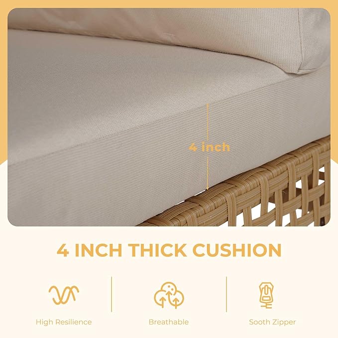 Grand patio 13-Piece Wicker Patio Furniture Set with Lift Top Coffee Storage Table, Outdoor Conversation Set Sectional Sofa with Water Resistant Thick Cushions, Cream