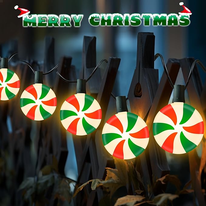 Ultimate Unicorn Christmas Lollipop Pathway Lights for Garden Christmas Decoration Red and Green, 10 LED Peppermint String Lights with Stakes for Outdoor Sidewalk Pathway Rooftop Lawn Garden