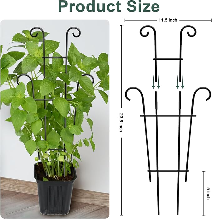 Coomin 23in Taller Plant Trellis for Climbing Plants Indoor, 4P Sturdy Houseplant Trellis for Potted Plants with Ties, Vine Plant Support for Monstera Pothos Ivy, Plant Decor