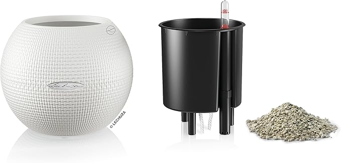 Lechuza Puro Color 20 White, Self-Watering Small Indoor Planter, D7.9 H6.3 in
