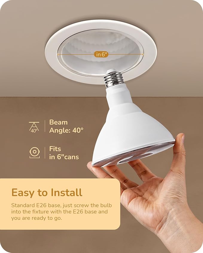 EDISHINE Flood Lights Outdoor, Dimmable PAR38 LED Outdoor Flood Light Bulbs, 120W Equivalent, IP65 Waterproof for Yard, Garage, Porch, 3000K Warm White, 18W 1800LM, E26 Base, 6 Pack ETL Listed