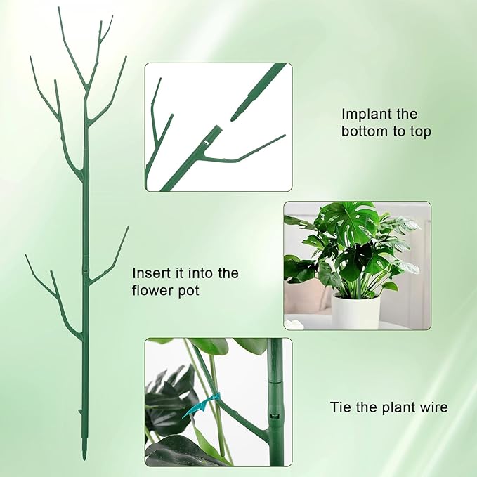 10 Pack Stackable Plant Support Stakes, Climbing Plant Support Structures for Monstera, Pothos, Philodendron Garden Plant Stakes for Indoor Outdoor Plants