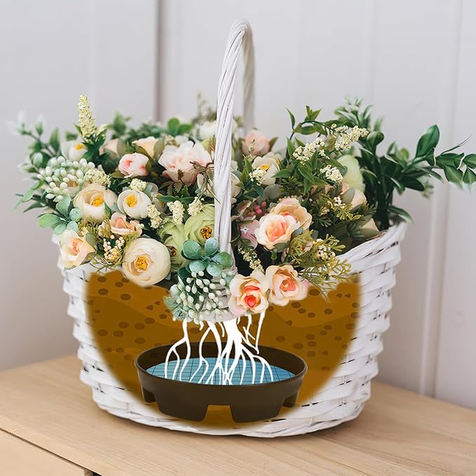 UPINS 6 Pcs Invisible Self Watering Planter, 6.7 Inches Insert Auto Plant Waterer Hanging Basket Planter Watering Devices Plastic Soil Water Retaining Drip Pan Saucer for Window Box Basket