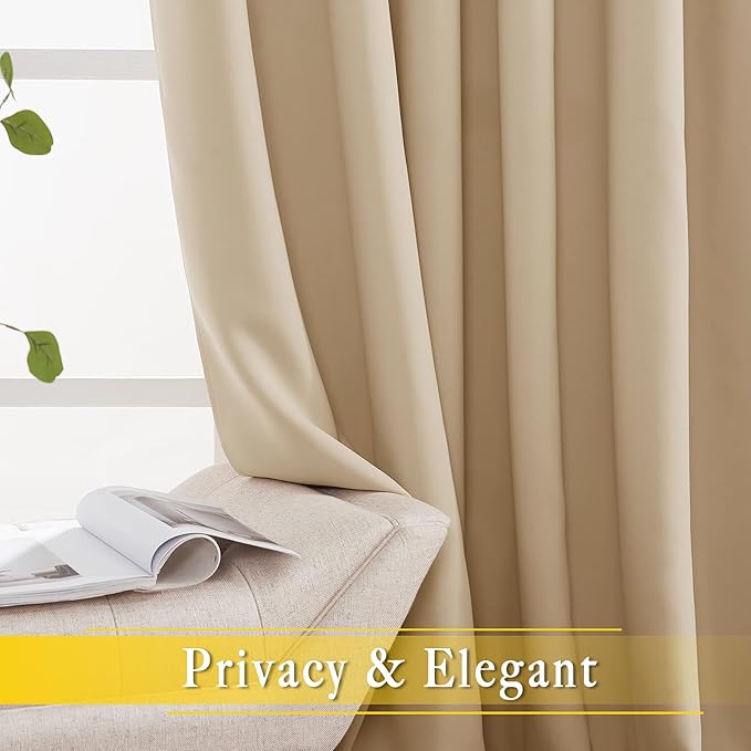 NICETOWN Sliding Door Curtain for Living Room, Blackout Patio Curtain & Drape Privacy Thermal Insulated Window Treatment for French/Patio Door (1 Panel, Biscotti Beige, W80 x L90)