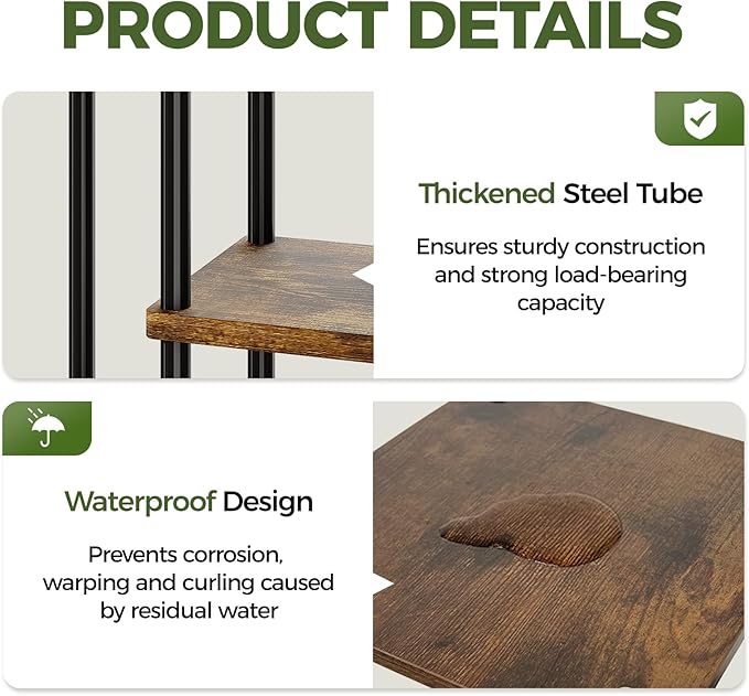Bamworld Plant Stand with Grow Light for Indoor Plants Corner 7 Tier Metal Plant Shelf Wood Flower Stand for Home Living Room Decor Patio Decor