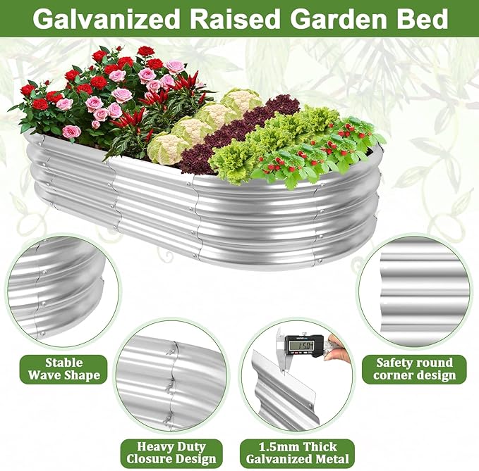 Galvanized Raised Bed with Cucumber Trellis, Garden Arch Trellis Outdoor Reusable A-Frame Metal Trellis with Trellis Net for Pea Vegetable Bean Grape Vines Flowers Climbing Plants Stand Support
