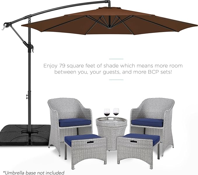 Best Choice Products 10ft Offset Cantilever Hanging Market Patio Umbrella, 8 Sturdy Ribs, Easy Adjustment - Brown