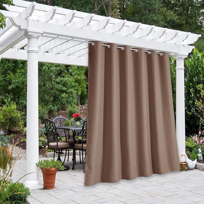 NICETOWN Bedroom Blackout Curtain for Patio Room Darkning, Rustproof Grommet Blackout Vertical Blind, Sunlight Blocking Vertical Drape for Front Patio/Hall, Tan, 1 Piece, 84" Wide, 120" Long