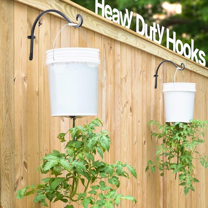 Qiang Ni Bird Feeder Hanger: 12-Inch Wall-Mounted Plant Bracket Outdoor - 4 Pieces Black Plant Hooks for Hanging Flower Baskets
