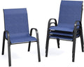 Patio Dining Chairs Set of 4, Outdoor Stackable Dining Chairs High Back for All Weather, Patio Furniture for Backyard, Porch, Garden, Pool Deck (Blue)