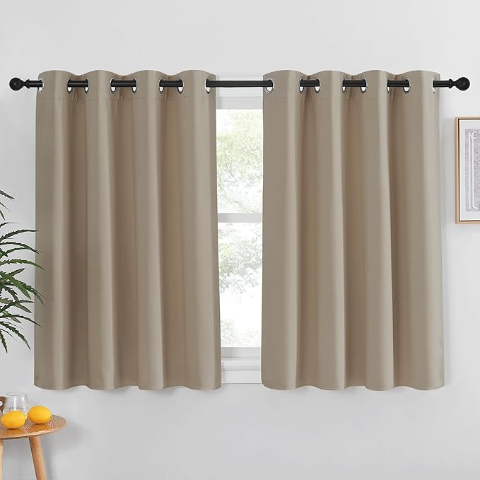 NICETOWN Taupe Blackout Curtain for Living Room - Solid Thermal Insulated Grommet Blackout Panel/Drape for Bedroom Kitchen Window (1 Panel, 52 inches Wide by 54 inches Long)