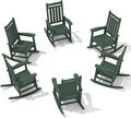 SERWALL HDPE Outdoor Rocking Chair Set of 6, Patio Rocking Chairs for Adults, All Weather Outdoor Rockers for Lawn, Green