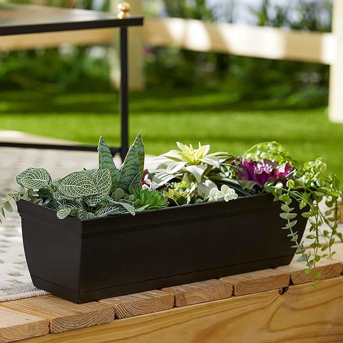 The HC Companies 24" Eclipse Plastic Window Box 7.76"x24"x6.57" in Black Color