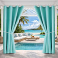 Water Proof Outside Curtains with Grommet Top for Porch, W52 x L120 Thermal Insulated Washable Outdoor Divider Drapes for Patio Gazebo Deck Pool Area Pergola Cabana (Teal Blue, 2 Panels)