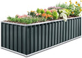 KING BIRD Galvanized Raised Garden Bed with 2 Installation Methods for DIY, 101" x 36" x 24" Heightened Planter Kit Box Outdoor for Deep-Rooted Vegetables, Flowers, Dark Grey