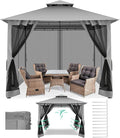 COBIZI Gazebo 10x10 Heavy Duty Gazebos with Improved Nettings Outdoor Gazebo Double Roof Patio Gazebos with Metal Steel Frame Outdoor Canopy for Patio, Deck, Backyard (Gray)