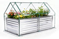 DUMOS Raised Garden Bed with Cover, 6x3x2ft Planter Box Outdoor for Deep-Rooted Herbs/Flowers/Vegetables, Large Metal Garden Bed Mini Greenhouse for Patio, Balcony and Backyard, Silver