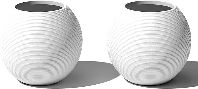 Veradek Strata Series Sphere Round Planter for Patio & Backyard | Durable Plastic-Stone Material | Modern Décor for Tall Trees and Plants